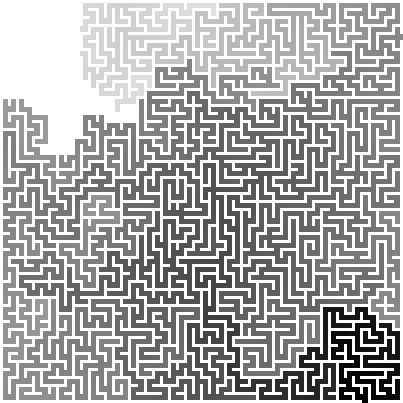 distance of every location in the maze to one exit